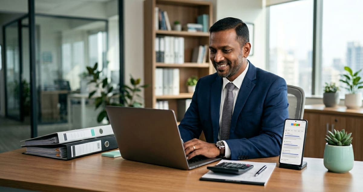 Website for CA firms in India — chartered accountant reviewing his firm's new website