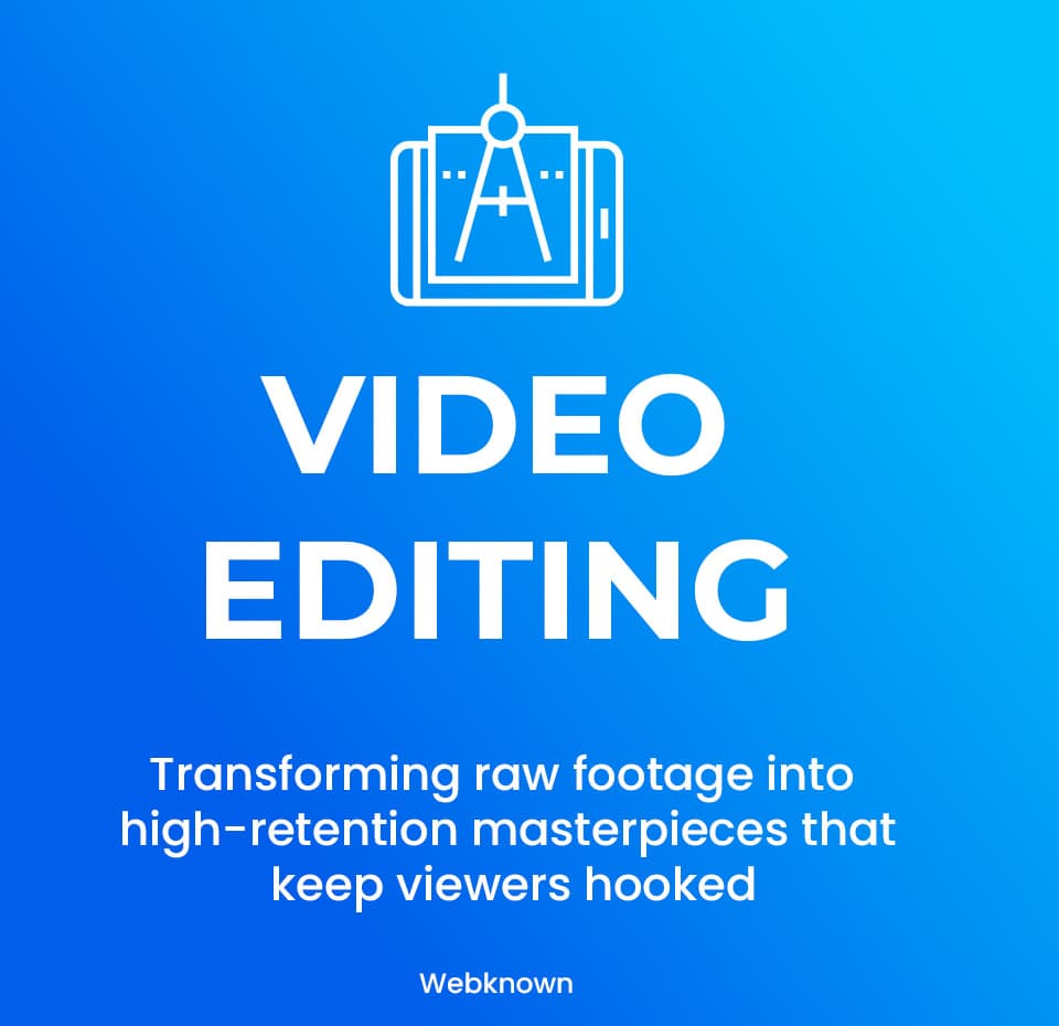 Professional video editing by Webknown showing a polished YouTube video with color grading and captions