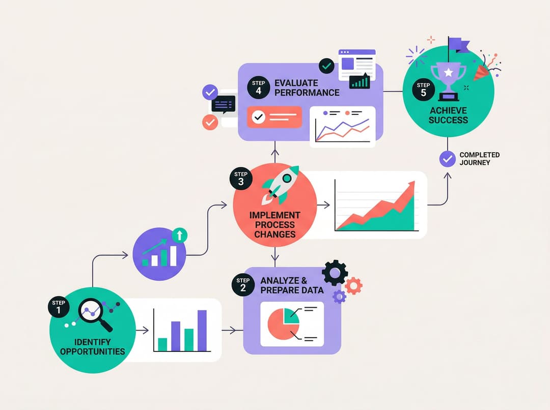 Custom illustration and infographic showing data visualization in brand colors
